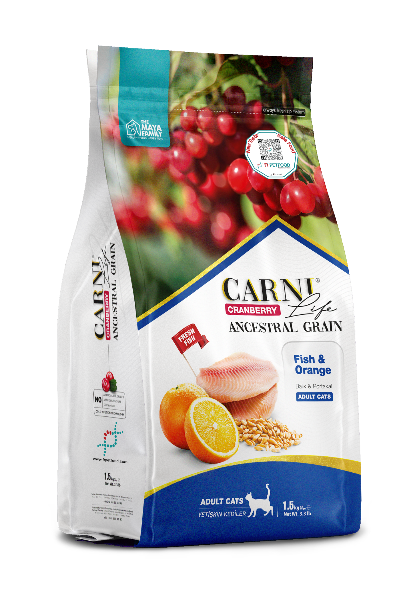 CARNI LIFE CRANBERRY ANCESTRAL GRAIN CAT FISH & ORANGE ADULT